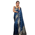 Vaystra Silk Printed Saree With Unstitched Blouse 5.5Mtr – Rama Blue