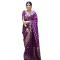 Vaystra Silk Printed Saree With Unstitched Blouse 5.5Mtr – Purple