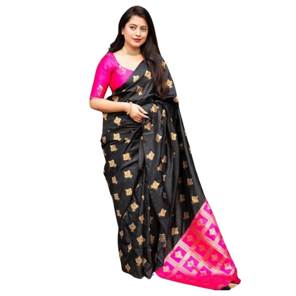 Vaystra Silk Printed Saree With Unstitched Blouse 5.5Mtr – Pink
