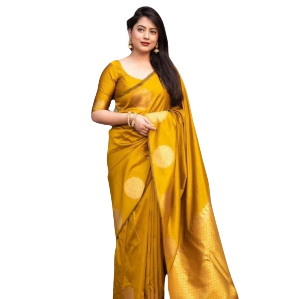Vaystra Silk Printed Saree With Unstitched Blouse 5.5Mtr – Yellow