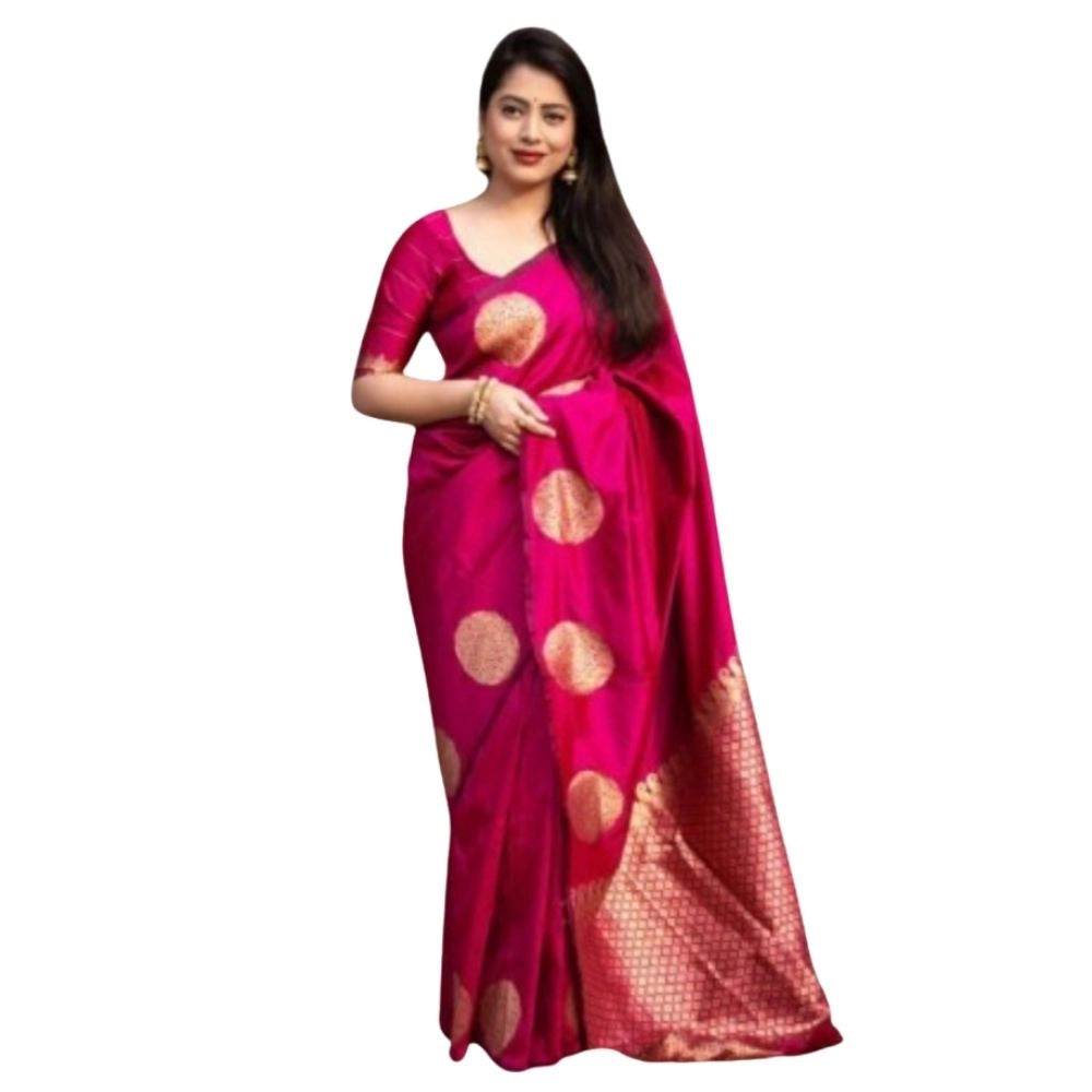 Vaystra Silk Printed Saree With Unstitched Blouse 5.5Mtr – Pink