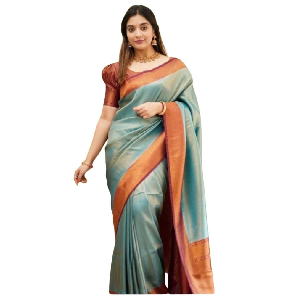 Vaystra Silk Printed Saree With Unstitched Blouse 5.5Mtr – Rama