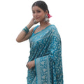 Vaystra Silk Printed Saree With Unstitched Blouse 5.5Mtr – Sky Blue