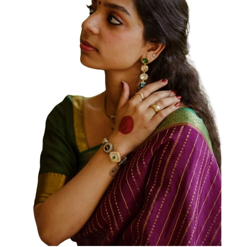 Vaystra Silk Printed Saree With Unstitched Blouse 5.5Mtr – Wine