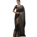 Vaystra Silk Printed Saree With Unstitched Blouse 5.5Mtr – Black