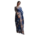 Vaystra Silk Printed Saree With Unstitched Blouse 5.5Mtr – Navy Blue