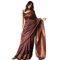 Vaystra Silk Printed Saree With Unstitched Blouse 5.5Mtr – Coffee