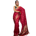 Vaystra Silk Printed Saree With Unstitched Blouse 5.5Mtr – Red