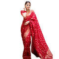 Vaystra Silk Printed Saree With Unstitched Blouse 5.5Mtr – Red