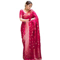 Vaystra Silk Printed Saree With Unstitched Blouse 5.5Mtr – Rani Pink