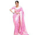 Vaystra Silk Printed Saree With Unstitched Blouse 5.5Mtr – Pink