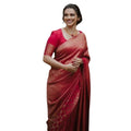 Vaystra Silk Printed Saree With Unstitched Blouse 5.5Mtr – Red