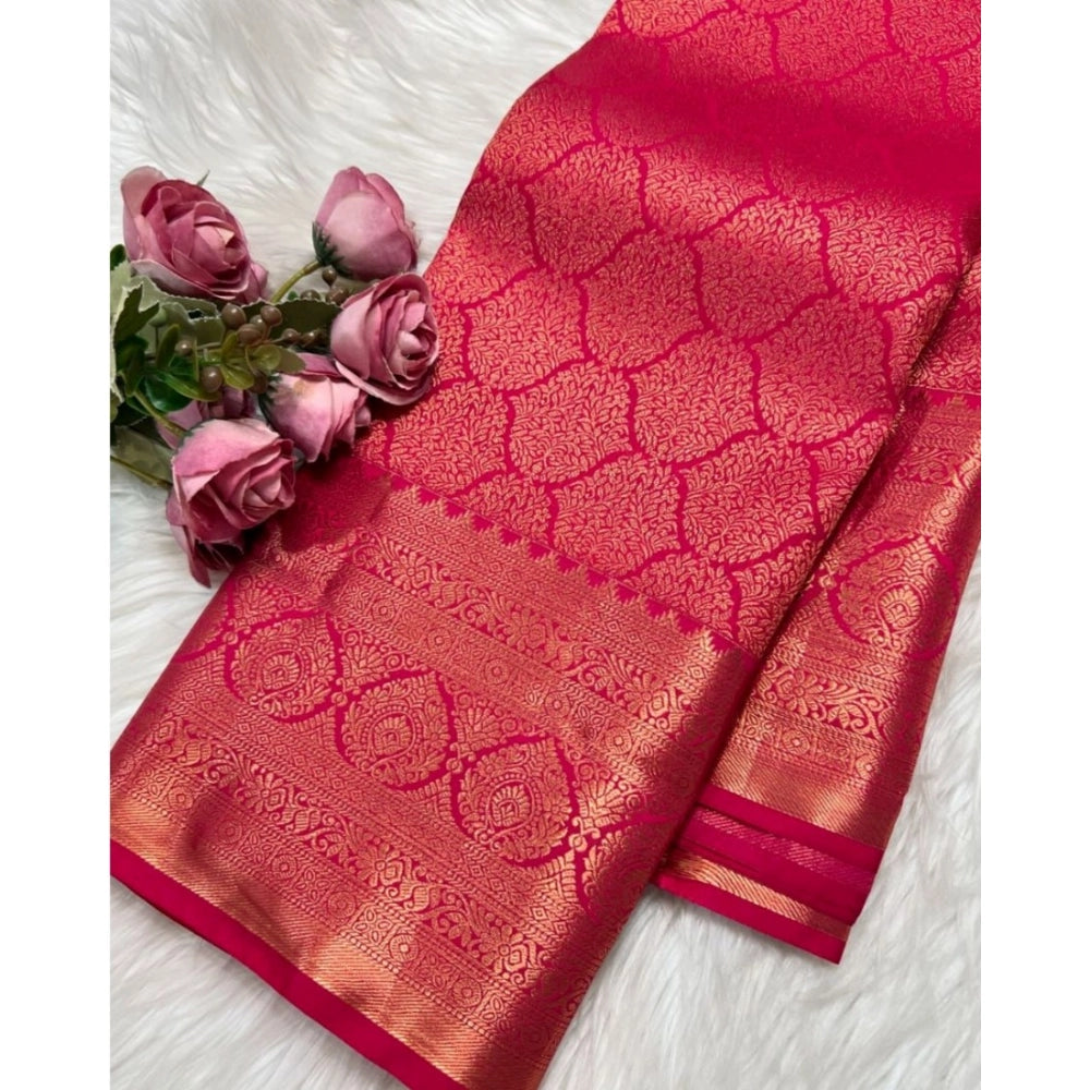 Vaystra Silk Printed Saree With Unstitched Blouse 5.5Mtr – Rani Pink