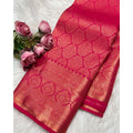 Vaystra Silk Printed Saree With Unstitched Blouse 5.5Mtr – Rani Pink
