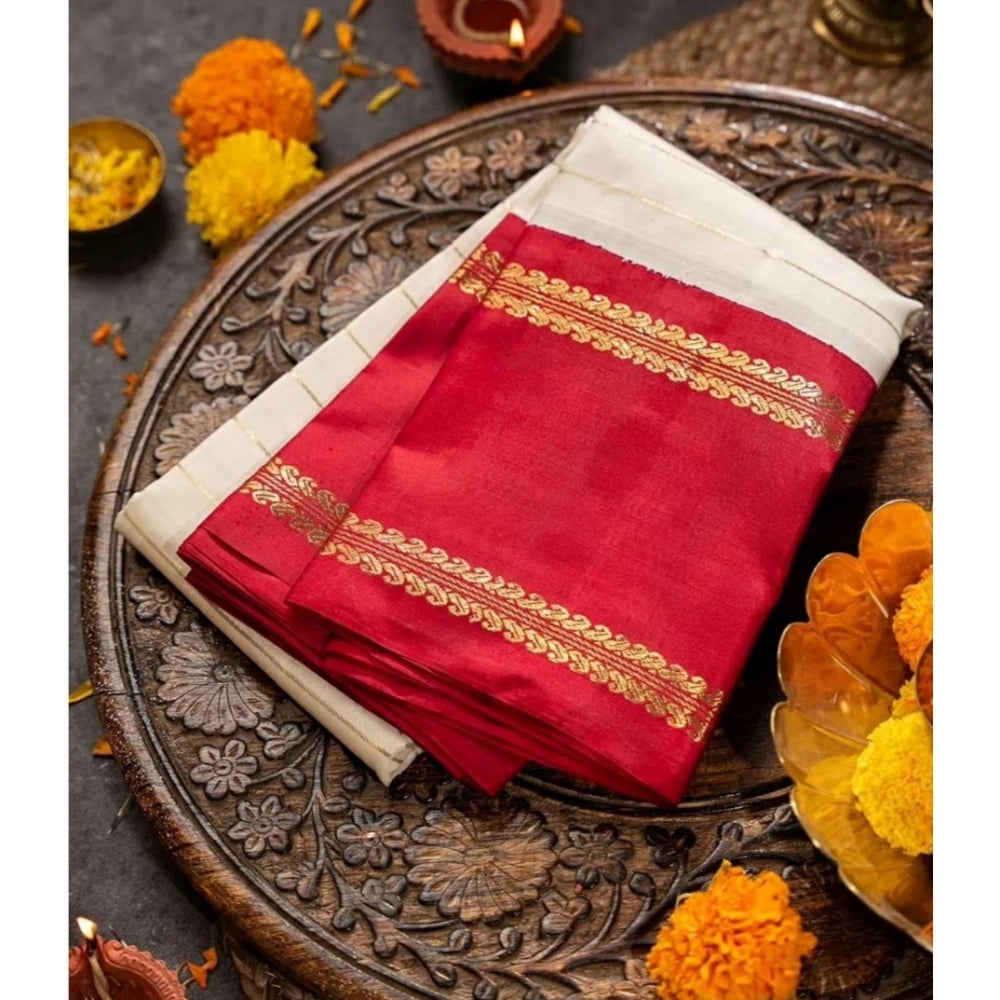 Vaystra Silk Printed Saree With Unstitched Blouse 5.5Mtr – Off White