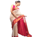 Vaystra Silk Printed Saree With Unstitched Blouse 5.5Mtr – White-Pink