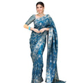 Vaystra Silk Printed Saree With Unstitched Blouse 5.5Mtr – Teal Blue