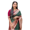 Vaystra Silk Printed Saree With Unstitched Blouse 5.5Mtr – Green-Red
