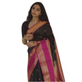 Vaystra Silk Printed Saree With Unstitched Blouse 5.5Mtr – Black-Pink
