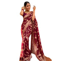 Vaystra Silk Printed Saree With Unstitched Blouse 5.5Mtr – Maroon