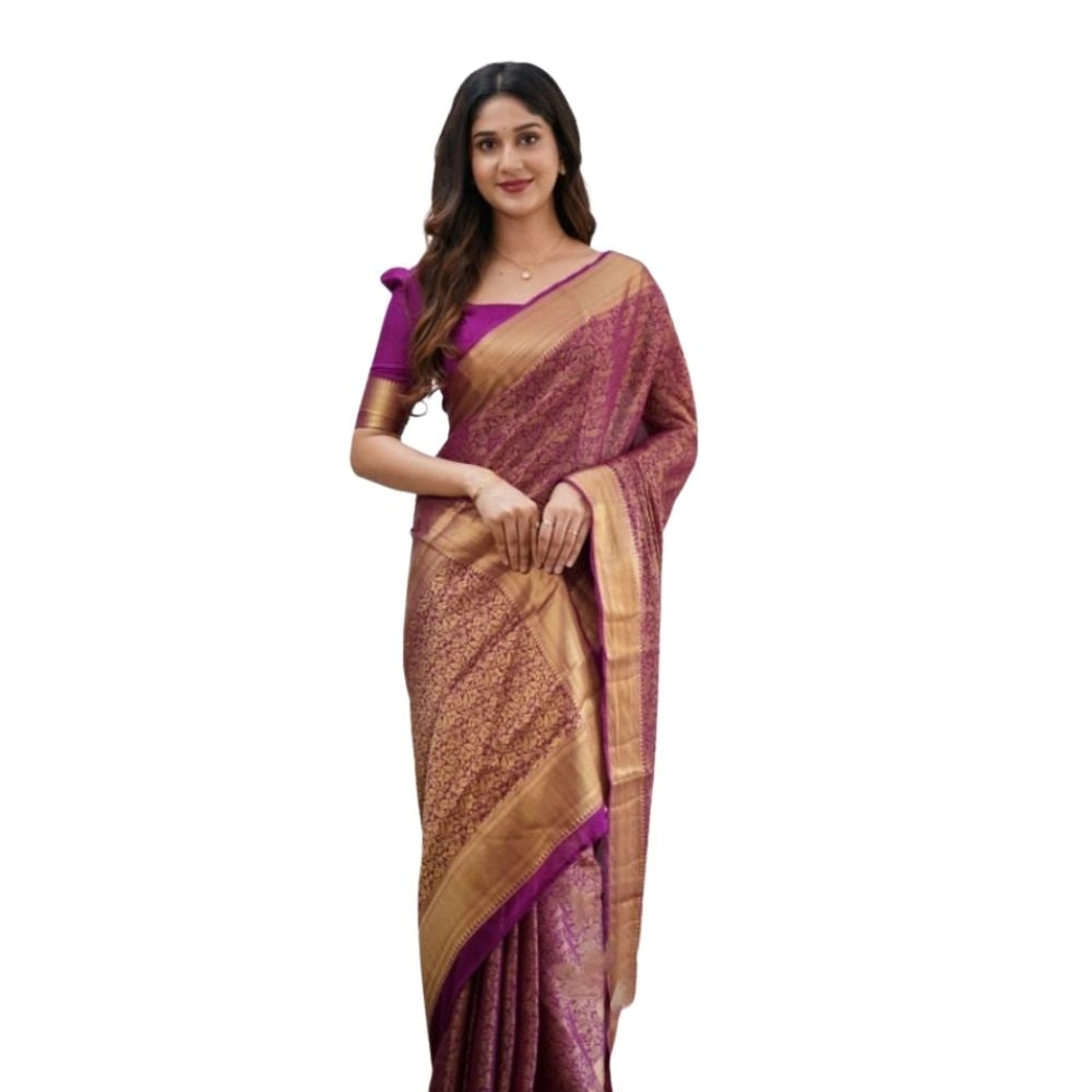 Vaystra Silk Printed Saree With Unstitched Blouse 5.5Mtr – Wine