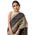 Vaystra Silk Printed Saree With Unstitched Blouse 5.5Mtr – Black