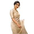 Vaystra Silk Printed Saree With Unstitched Blouse 5.5Mtr – Off White