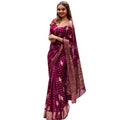 Vaystra Silk Printed Saree With Unstitched Blouse 5.5Mtr – Wine