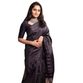 Vaystra Silk Printed Saree With Unstitched Blouse 5.5Mtr – Black