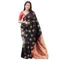 Vaystra Silk Printed Saree With Unstitched Blouse 5.5Mtr – Black-Orange