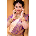 Vaystra Soft Lichi Silk Printed Saree With Unstitched Blouse 5.5Mtr – Purple