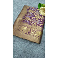 Vaystra Soft Lichi Silk Printed Saree With Unstitched Blouse 5.5Mtr – Purple