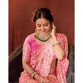 Vaystra Soft Lichi Silk Printed Saree With Unstitched Blouse 5.5Mtr – Pink