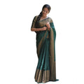 Vaystra Soft Lichi Silk Solid Saree With Unstitched Blouse 5.5Mtr – Green