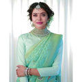Vaystra Soft Lichi Silk Printed Saree With Unstitched Blouse 5.5Mtr – Light Green