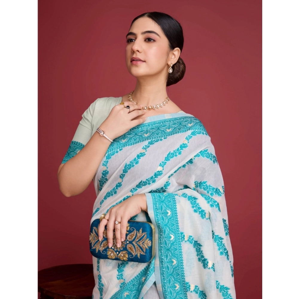 Vaystra Jamdani Cotton Silk Printed Saree With Unstitched Blouse 5.5Mtr – Rama