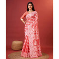 Vaystra Cotton Silk Printed Saree With Unstitched Blouse 5.5Mtr – Peach
