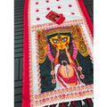 Vaystra linen Digital Print Saree With Unstitched Blouse 5.5Mtr – White