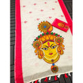 Vaystra linen Digital Print Saree With Unstitched Blouse 5.5Mtr – White