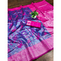 Vaystra Banarasi Jacquard Printed Saree With Unstitched Blouse 5.5Mtr – Navy Blue