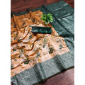 Vaystra Banarasi Jacquard Printed Saree With Unstitched Blouse 5.5Mtr – Orange