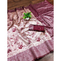 Vaystra Banarasi Jacquard Printed Saree With Unstitched Blouse 5.5Mtr – Wine