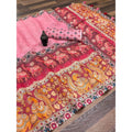 Vaystra linen Digital Print Saree With Unstitched Blouse 5.5Mtr – Pink