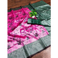 Vaystra Banarasi Jacquard Printed Saree With Unstitched Blouse 5.5Mtr – DPink