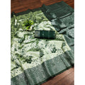 Vaystra Banarasi Jacquard Printed Saree With Unstitched Blouse 5.5Mtr – Green