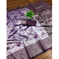 Vaystra Banarasi Jacquard Printed Saree With Unstitched Blouse 5.5Mtr – Purple