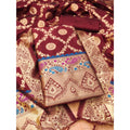 Vaystra Banarasi Silk Printed Unstitched Salwar Suit Material With Dupatta – Maroon