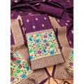 Vaystra Banarasi Silk Printed Unstitched Salwar Suit Material With Dupatta – Wine
