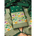Vaystra Banarasi Silk Printed Unstitched Salwar Suit Material With Dupatta – Bottle Green