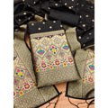 Vaystra Banarasi Silk Printed Unstitched Salwar Suit Material With Dupatta – Black